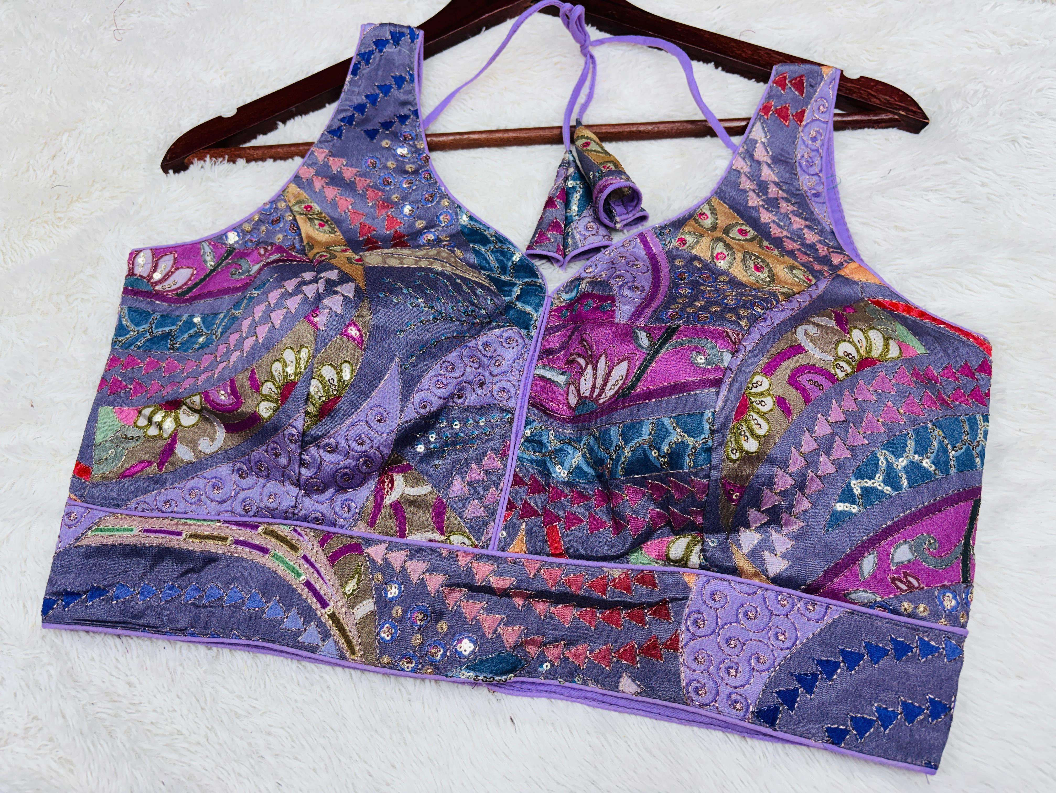Guddiya Collection - Purple Ajrakh Printed Blouse